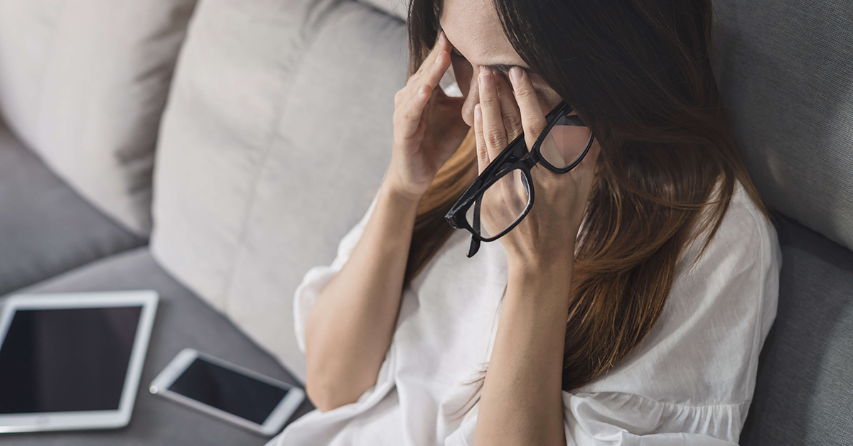 Woman experiencing and preventing caregiver burnout
