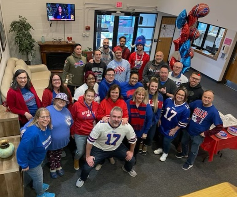 Venture Forthe Niagara Falls staff members in Bills gear