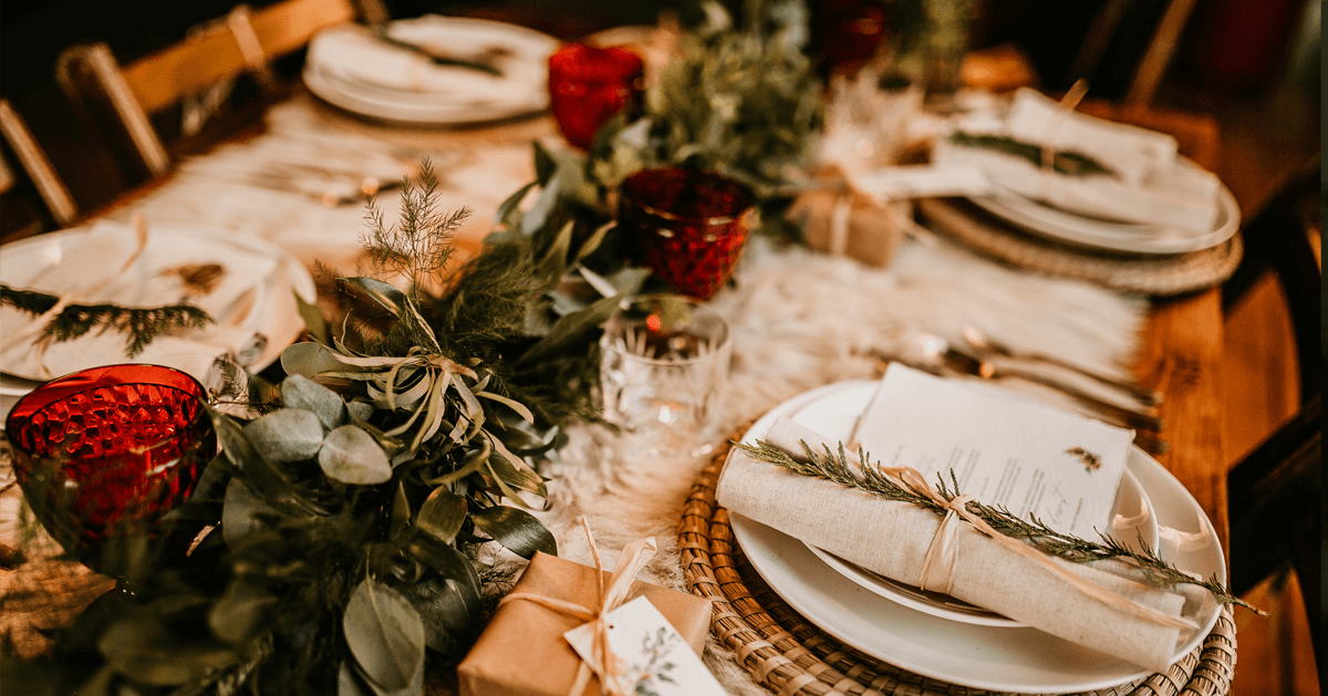 Dining table set with holiday placements to represent finding connection and comfort during the holidays with Venture Forthe's Structured Day Program